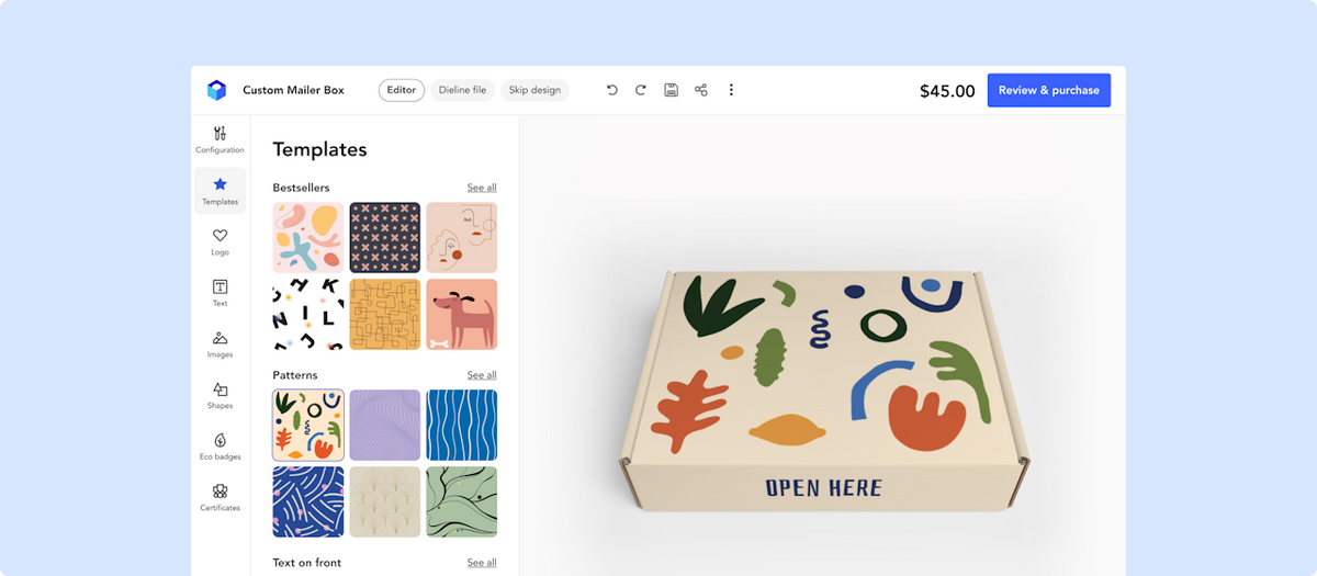Packaging Editor Interface